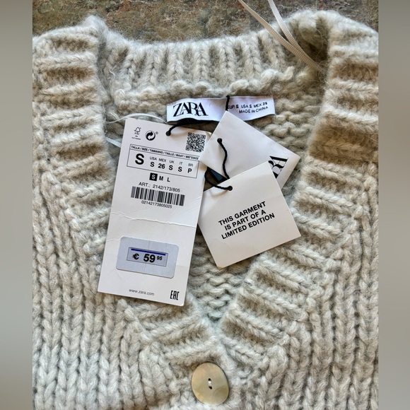 NWT Zara Limited Edition European Chunky Alpaca/Wool Blend Cardigan Small - Picture 3 of 5